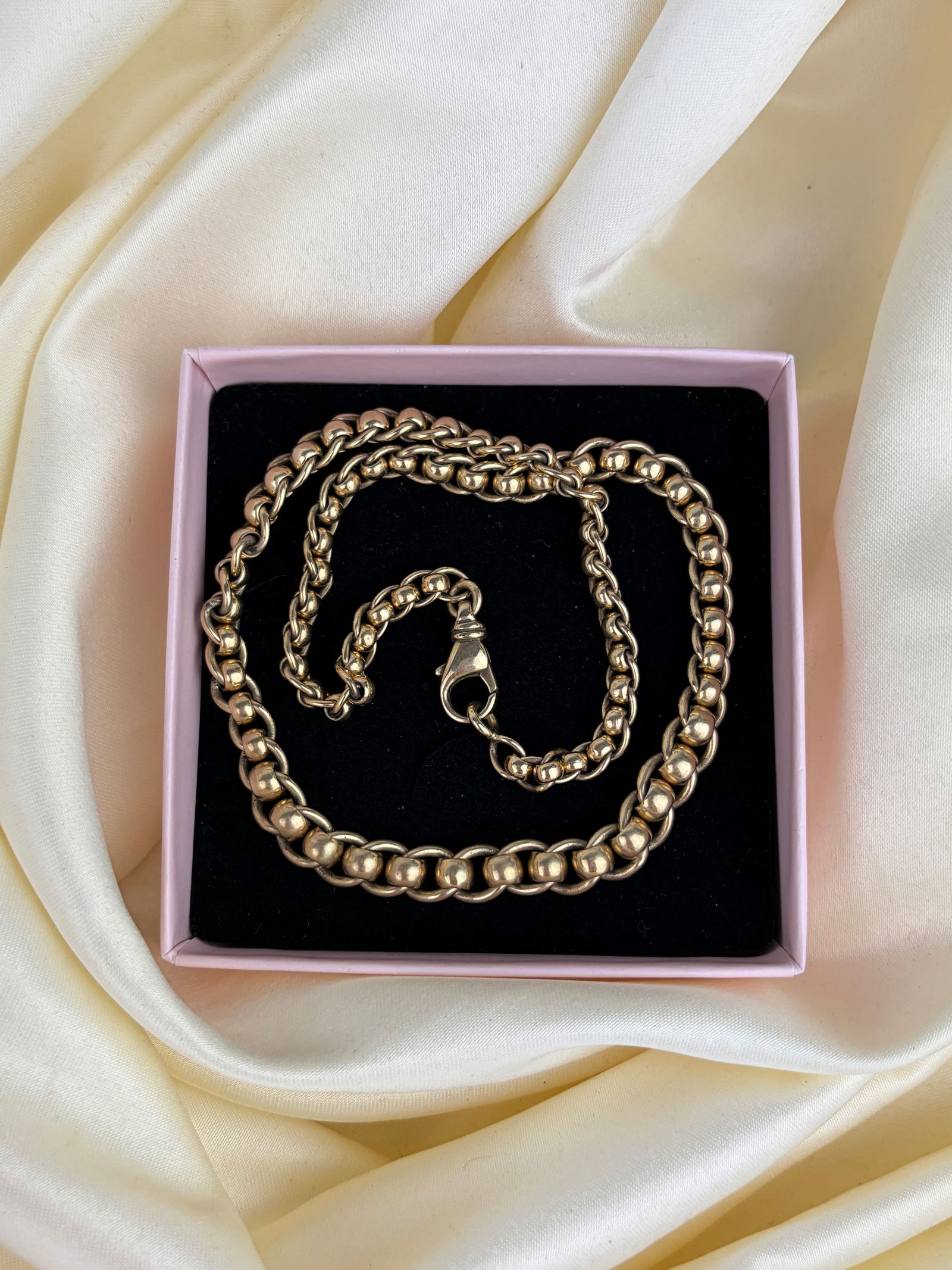 Vintage 9ct Gold Heavy Rollerball Chain Necklace with Large Lobster Clasp - 6