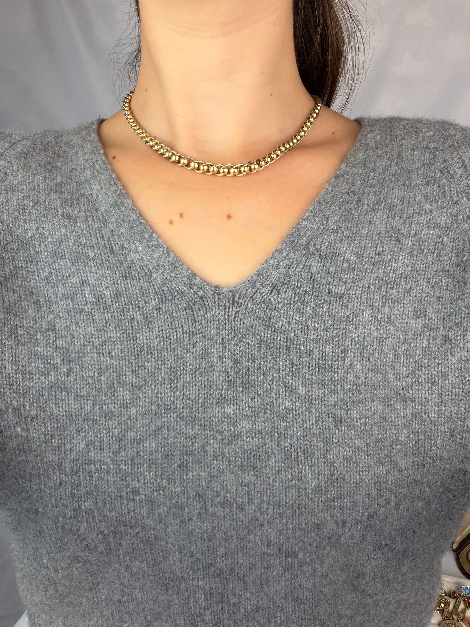 Vintage 9ct Gold Heavy Rollerball Chain Necklace with Large Lobster Clasp - 7