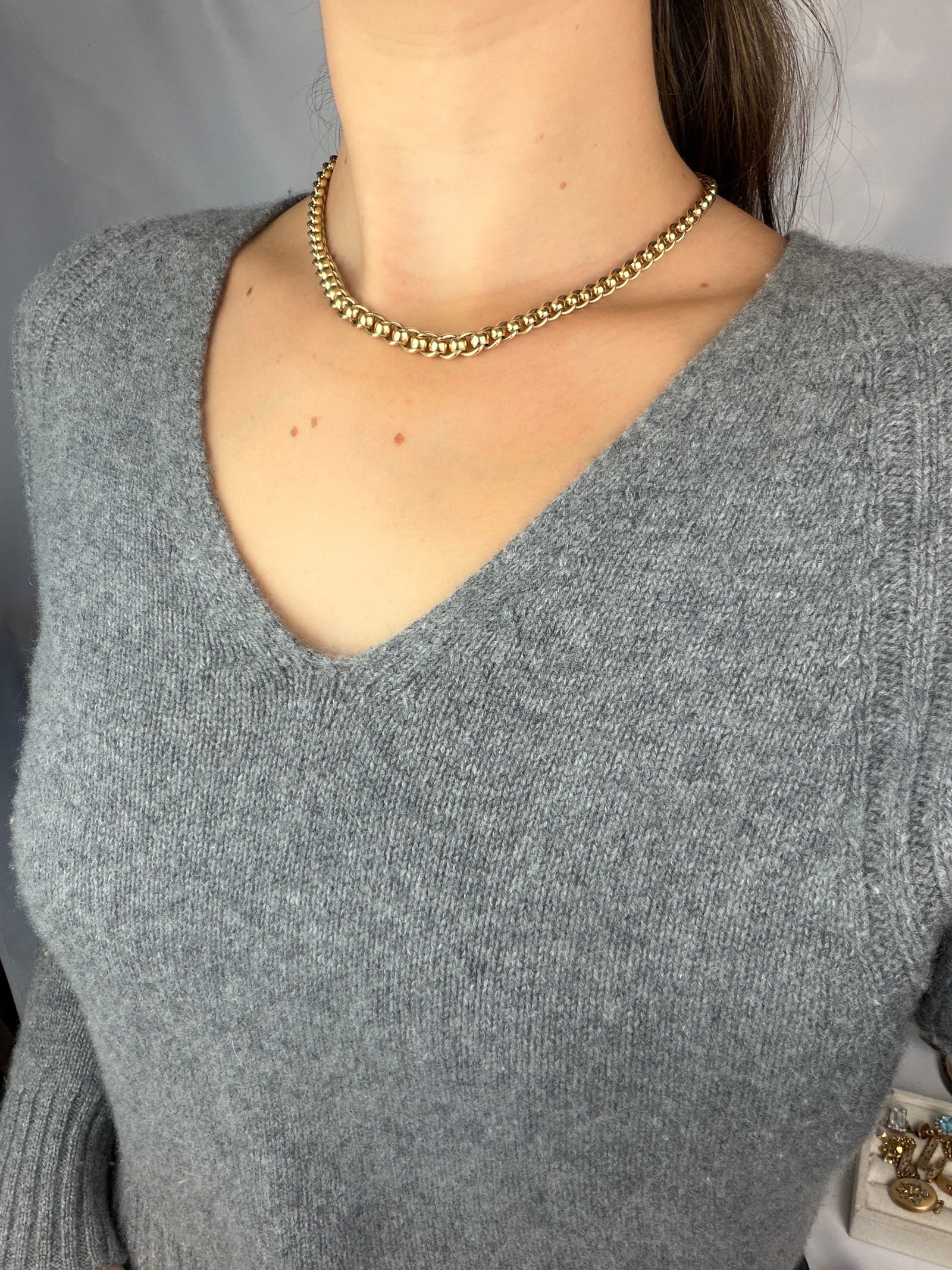 Vintage 9ct Gold Heavy Rollerball Chain Necklace with Large Lobster Clasp - 8