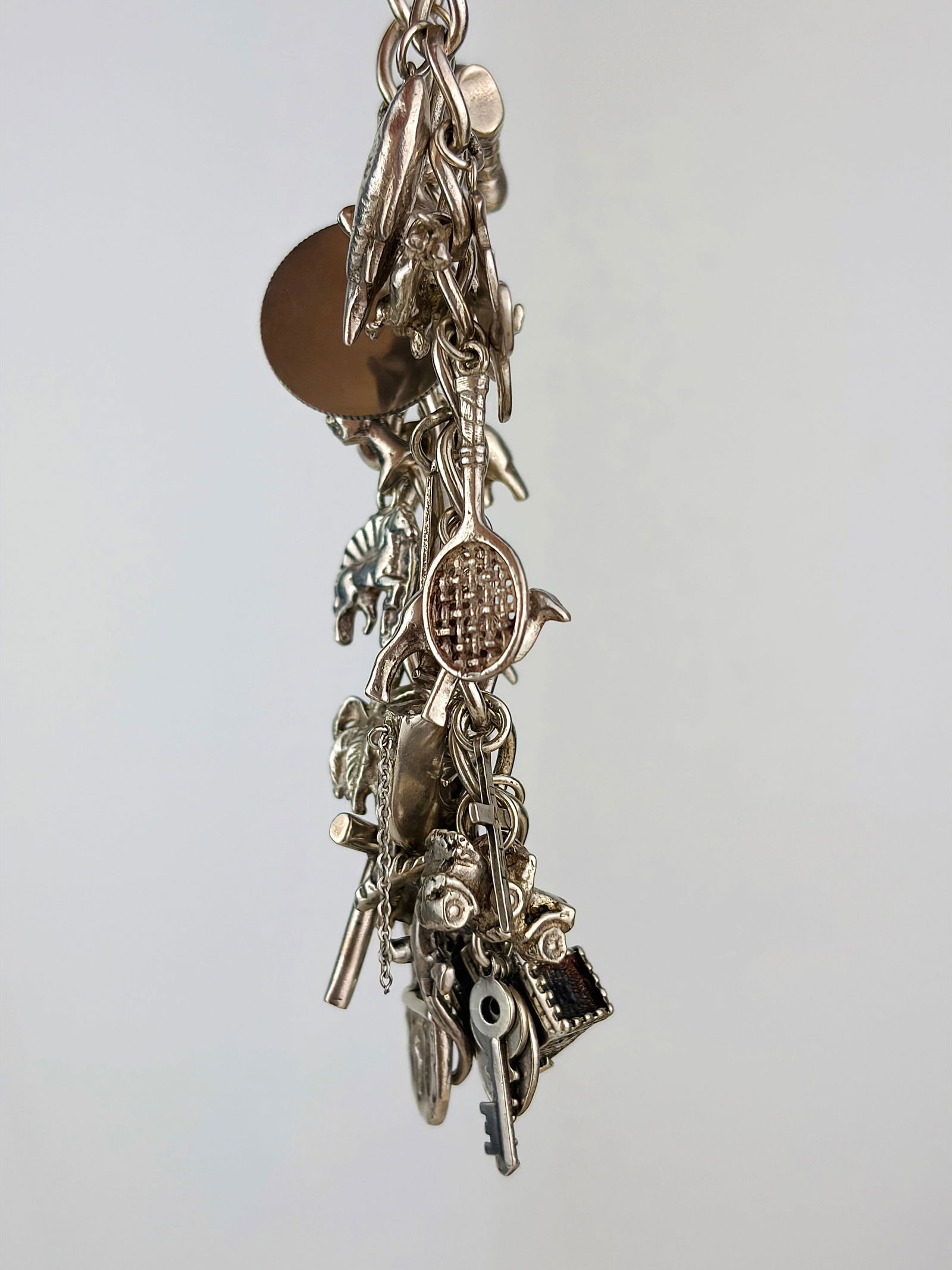 Vintage Heavy Full Sterling Silver Charm Bracelet - Rare Opening Charm - 3