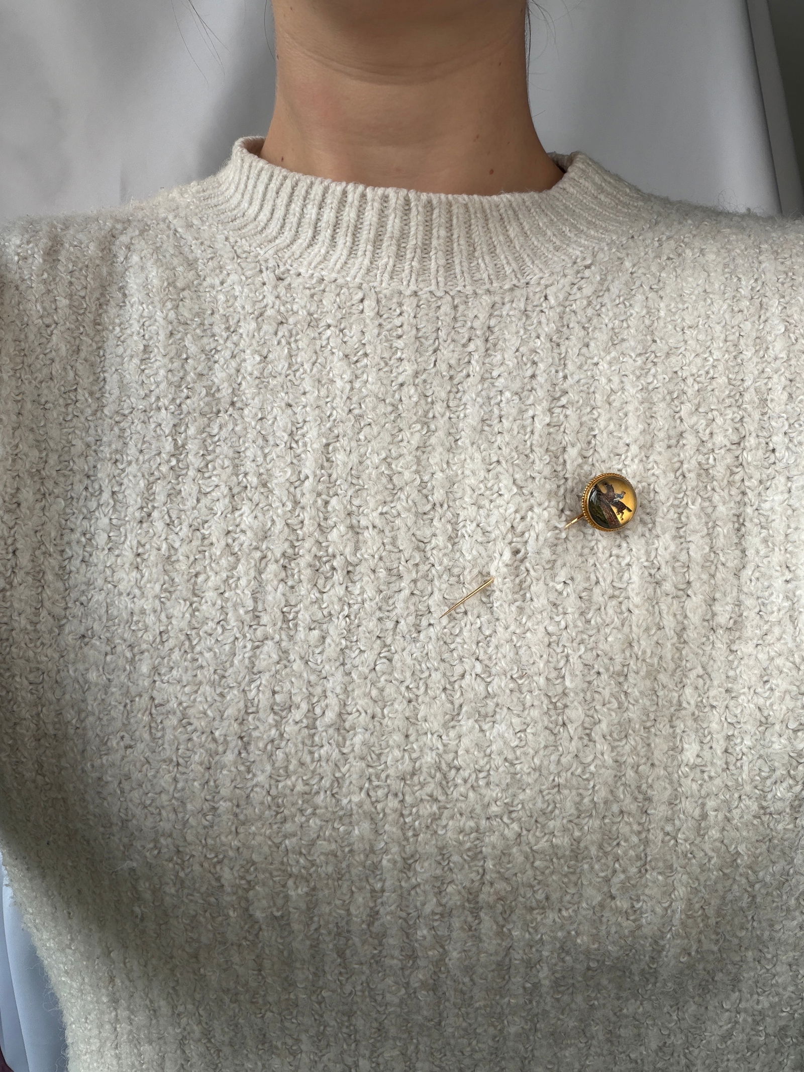 Antique Essex crystal horse and jockey stick pin brooch in gold - 9