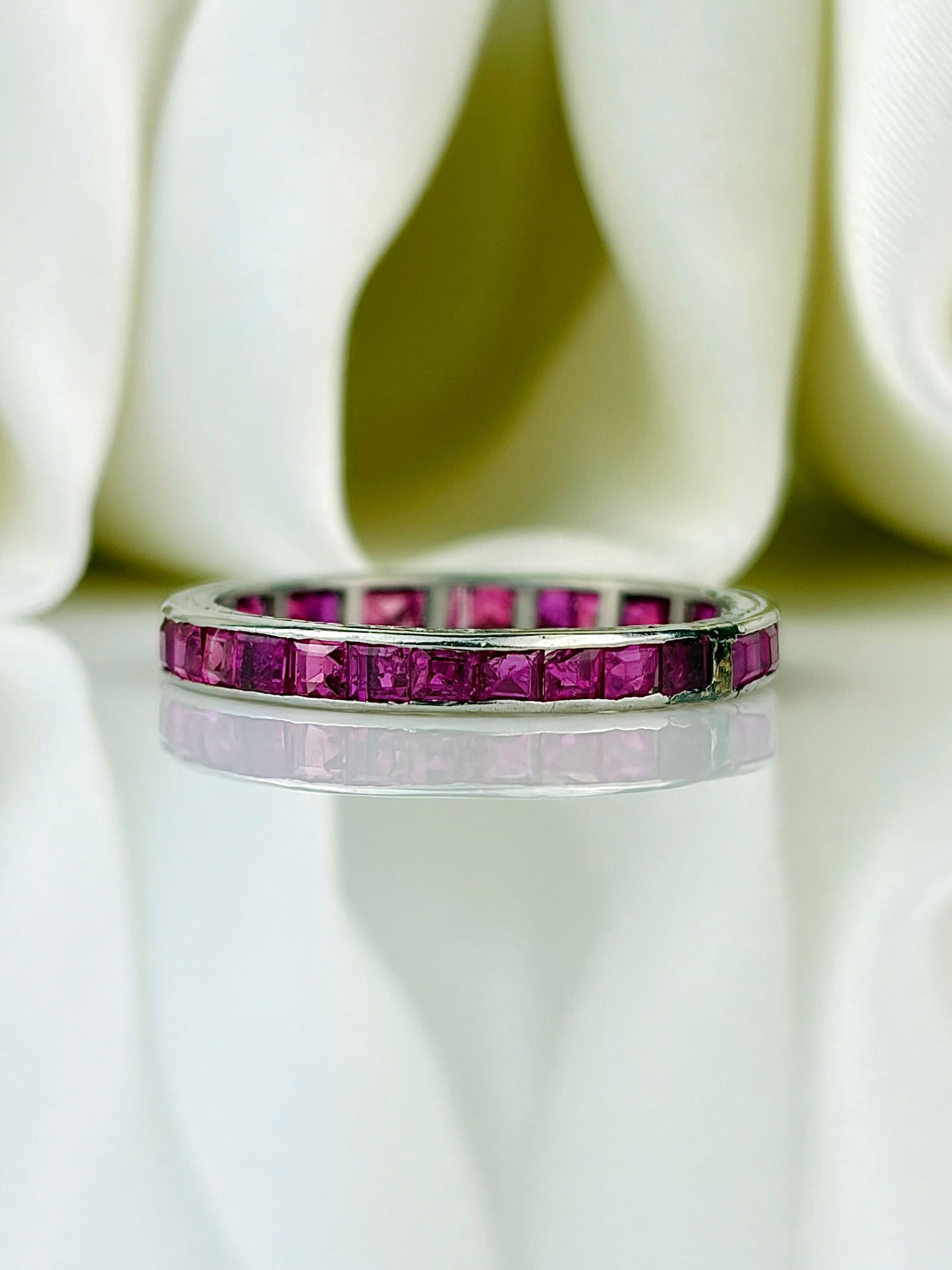 Art Deco Era Platinum Ruby Full Eternity Band Ring - 2