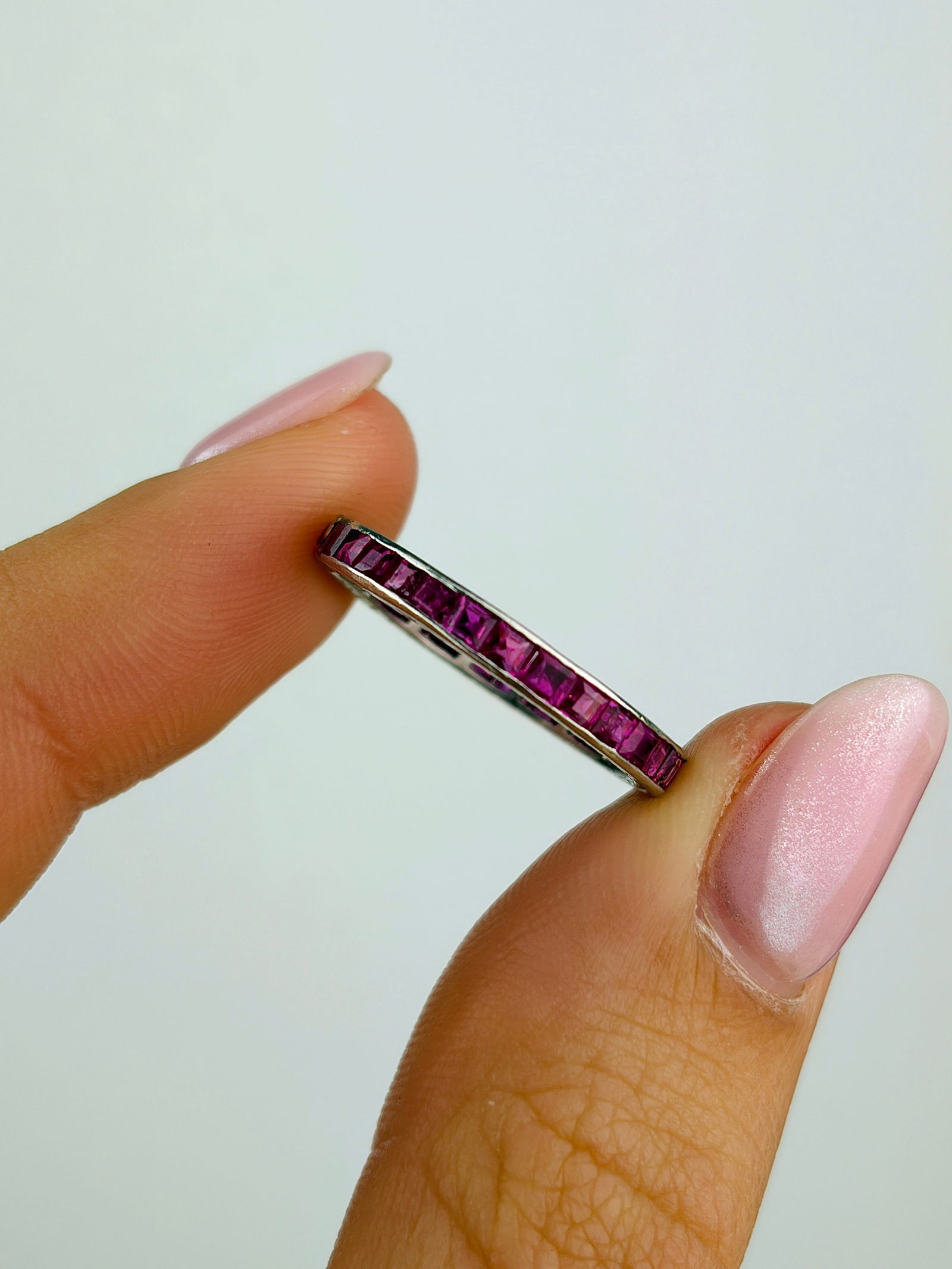 Art Deco Era Platinum Ruby Full Eternity Band Ring - 4