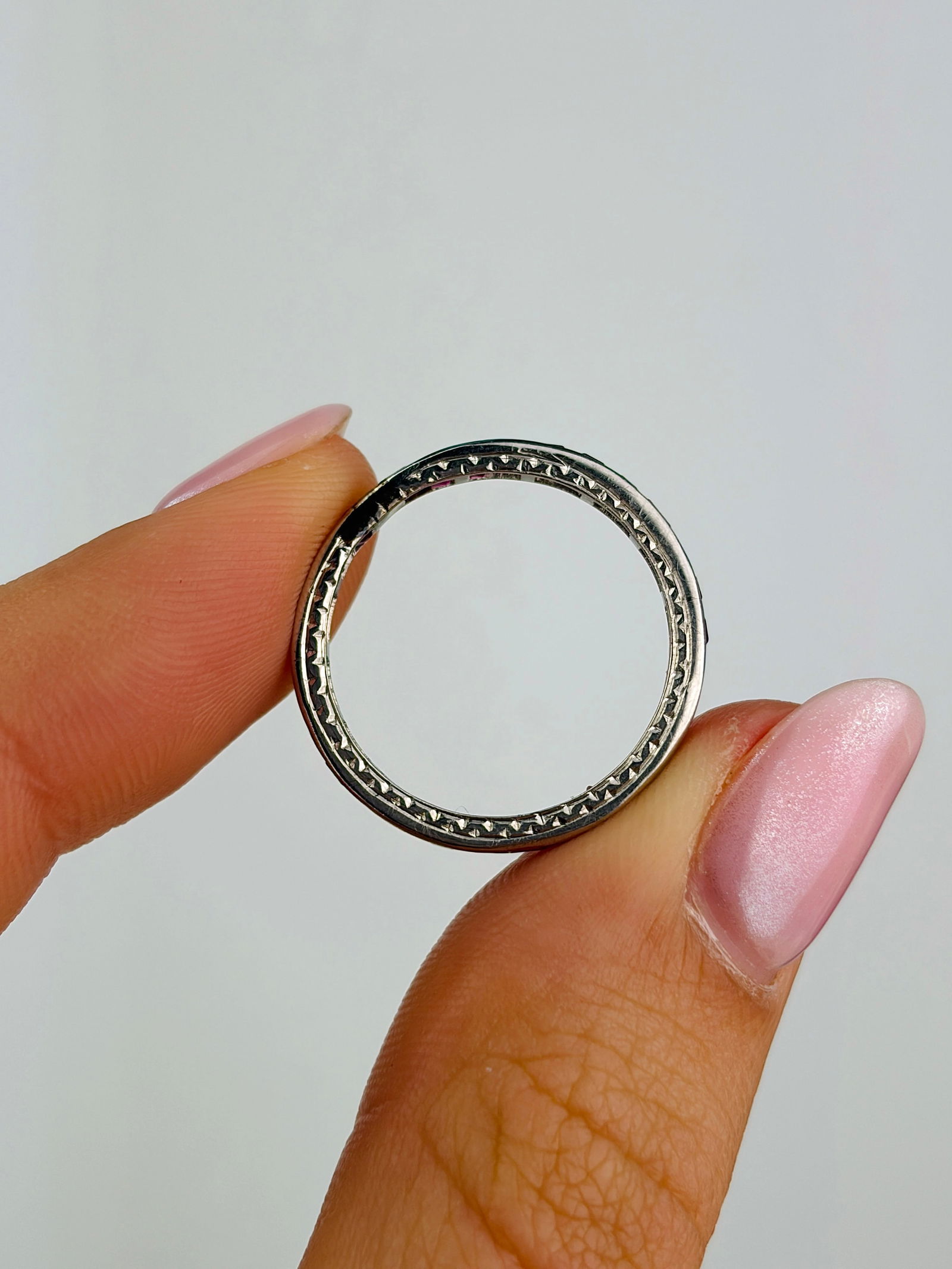 Art Deco Era Platinum Ruby Full Eternity Band Ring - 5