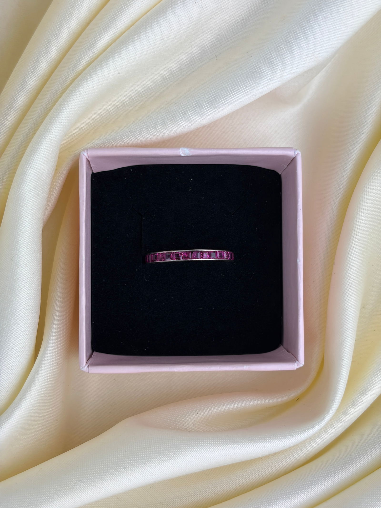 Art Deco Era Platinum Ruby Full Eternity Band Ring - 6