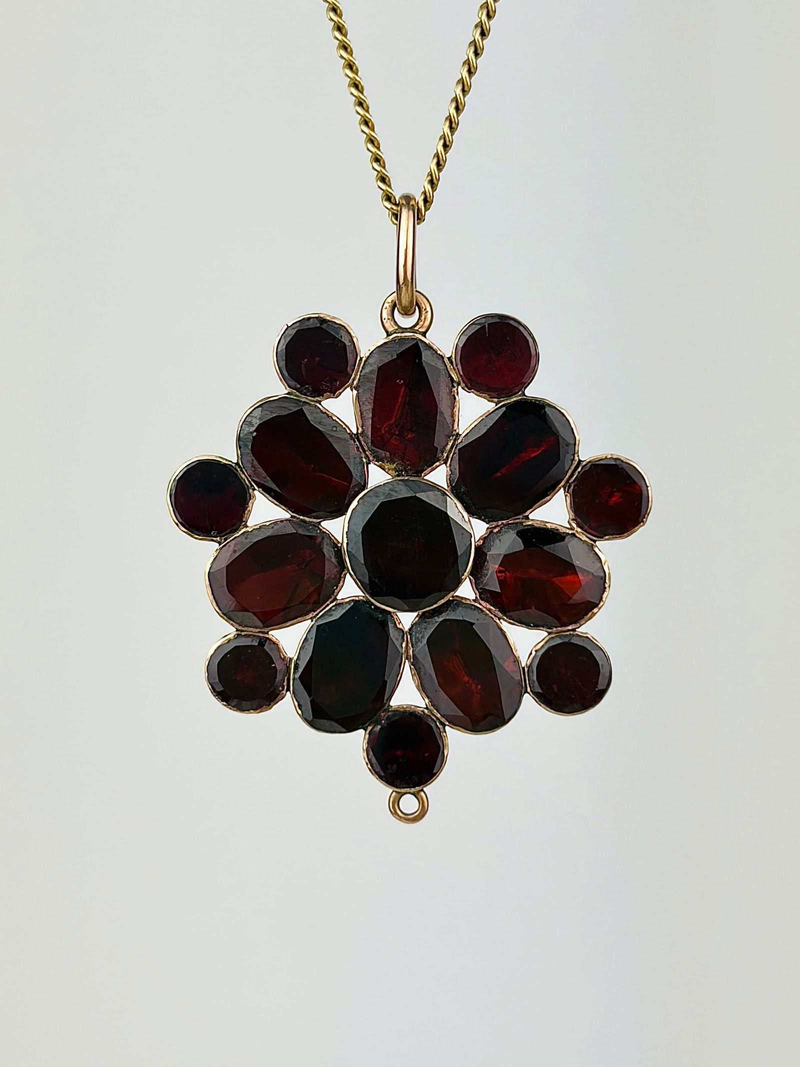 Antique Flat Cut Garnet 9ct Gold Pendant (1 of 8)