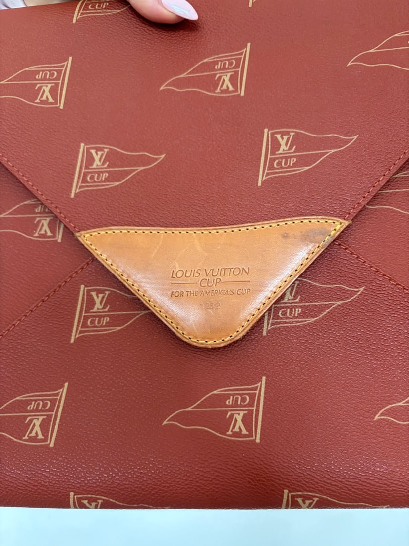 Louis Vuitton America's Cup pouch in red monogram canvas and natural leather - 5