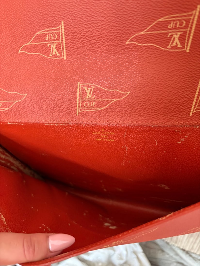 Louis Vuitton America's Cup pouch in red monogram canvas and natural leather - 7