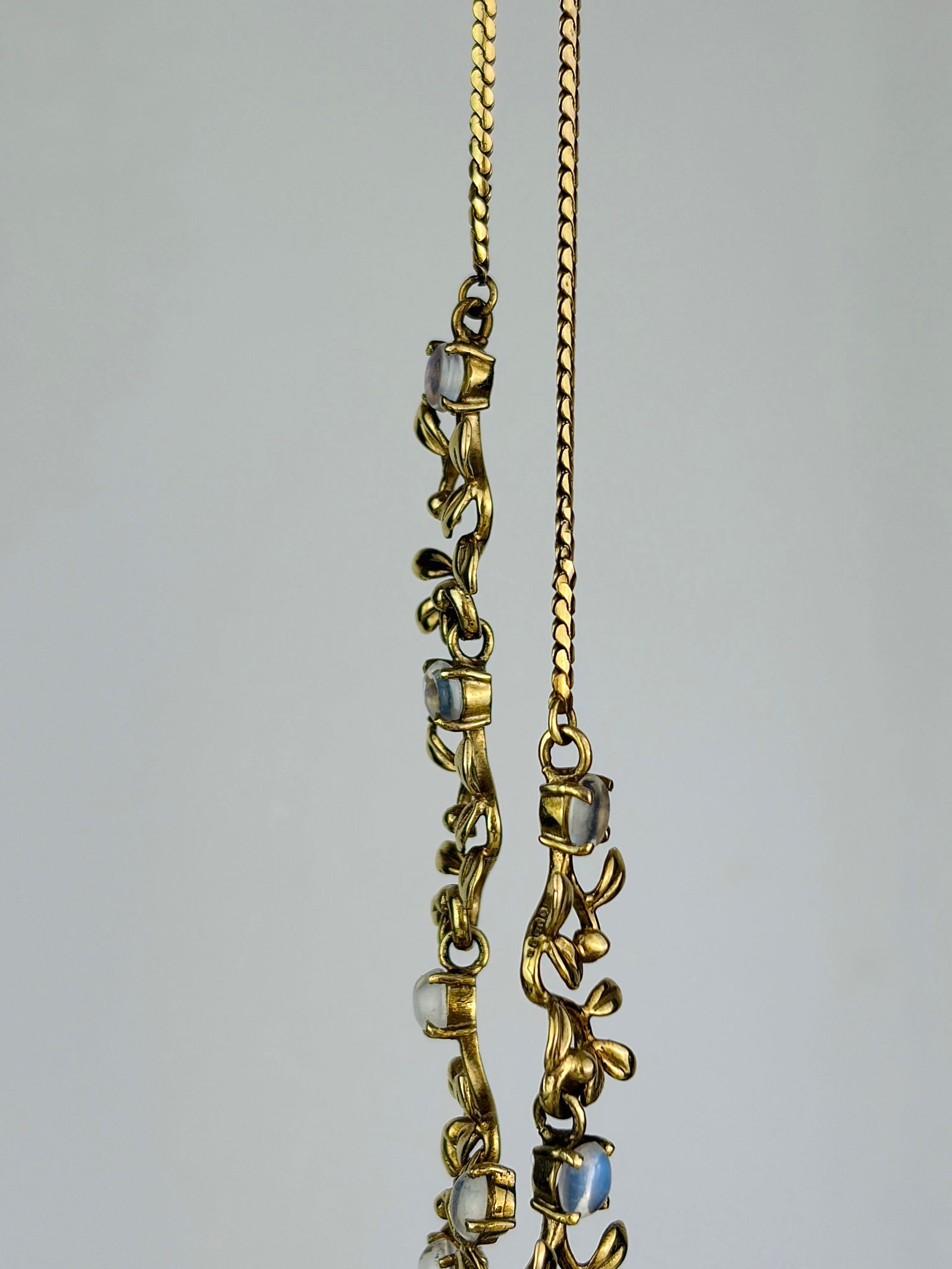 Vintage 9ct Gold Moonstone Drop Necklace - 2