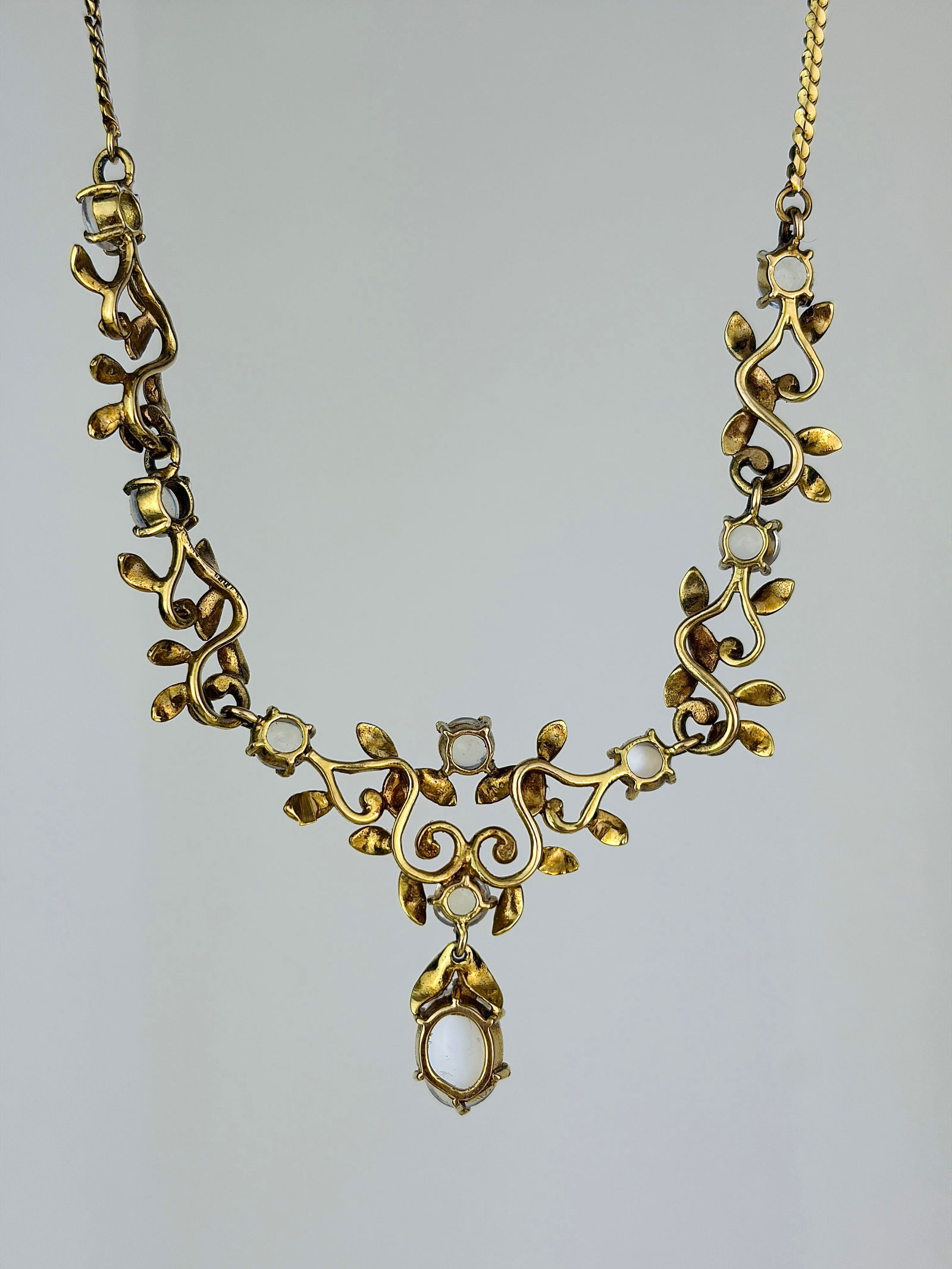 Vintage 9ct Gold Moonstone Drop Necklace - 3