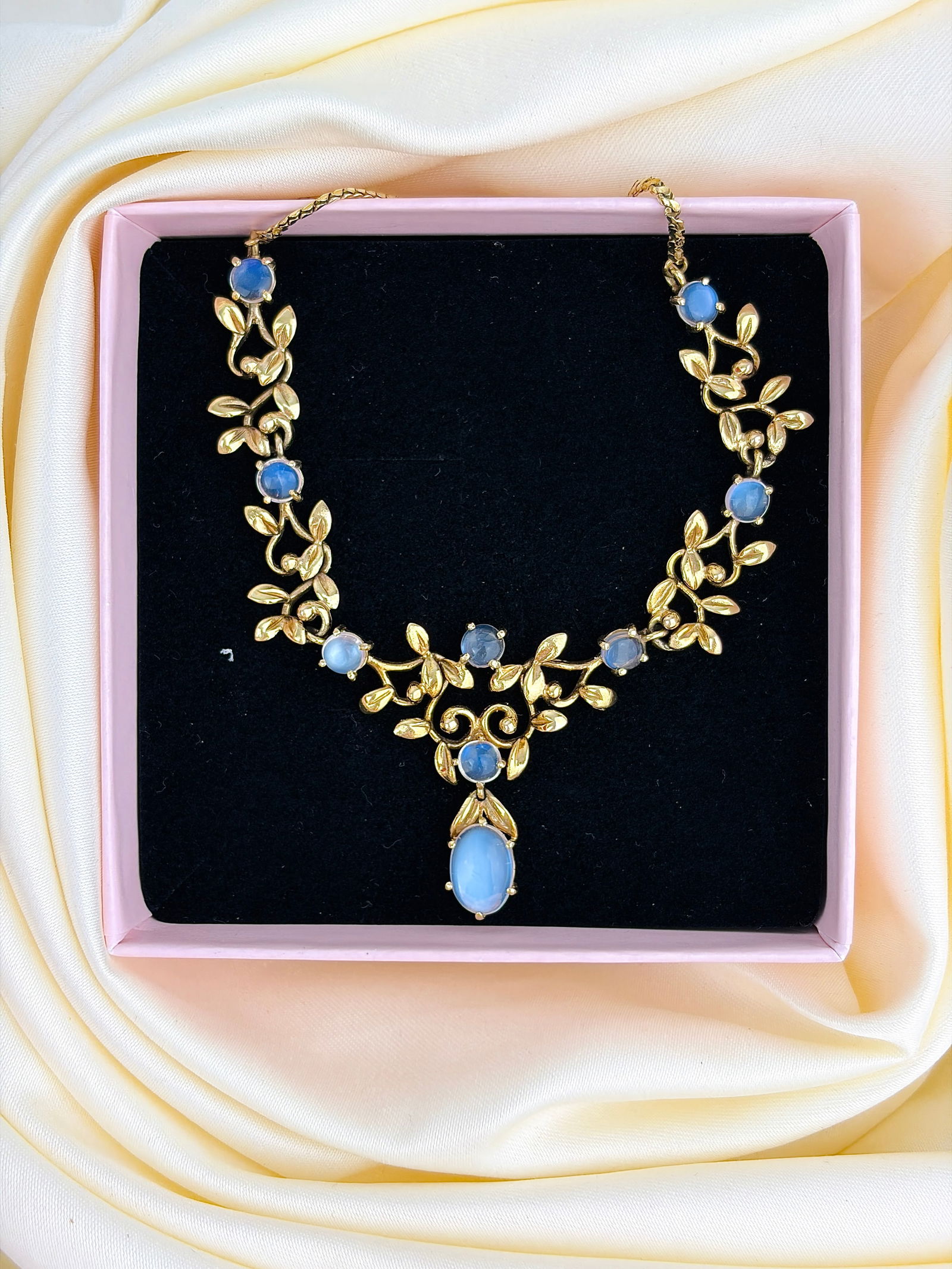 Vintage 9ct Gold Moonstone Drop Necklace - 5