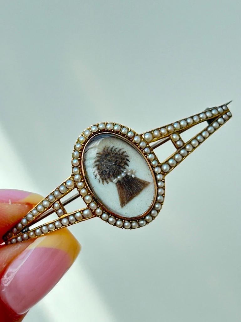 Antique Georgian Era Pearl Brooch in Antique Box - 6