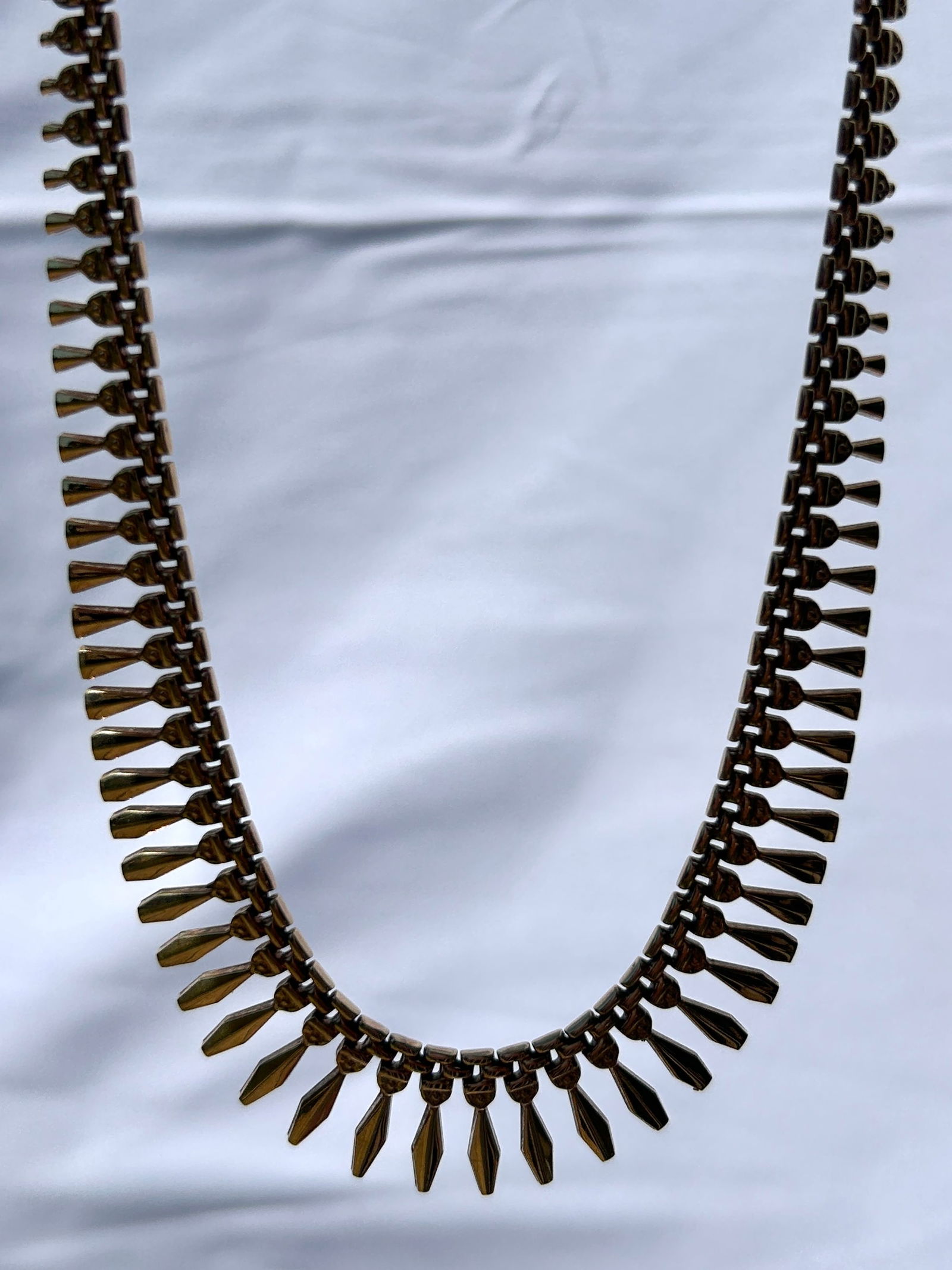 vintage 9ct yellow gold fringe deisgn collar / necklace - 4