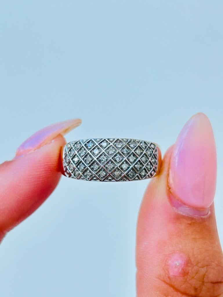 Sweet 9ct Yellow Gold and Diamond Wide Band Ring - 2