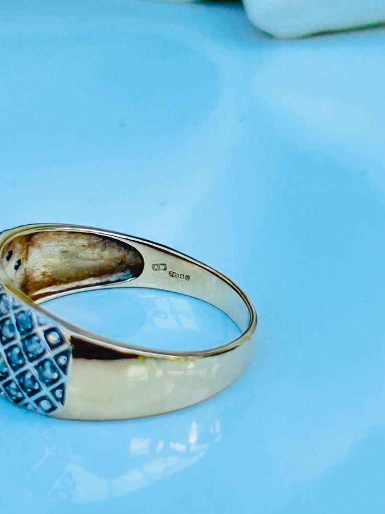 Sweet 9ct Yellow Gold and Diamond Wide Band Ring - 7