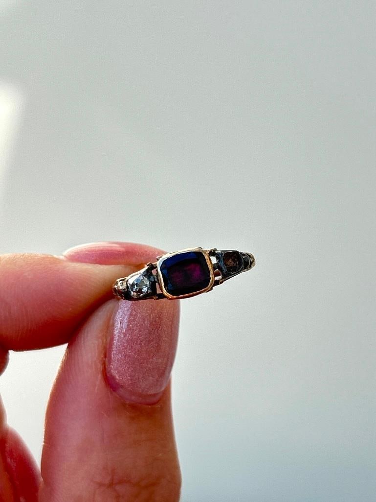 Georgian Era Gold Flat Cut Garnet Ring - 5