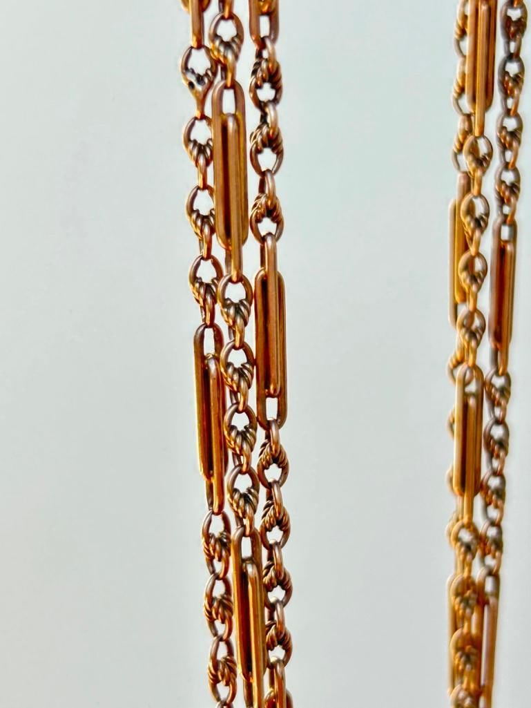 *Heavy Unusual Link 9ct Gold Longguard Chain Necklace with DogClip - 6