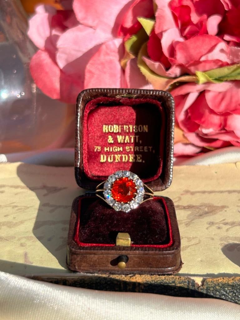 Outstanding 18ct Yellow Gold Fire Opal and Diamond Ring - 10