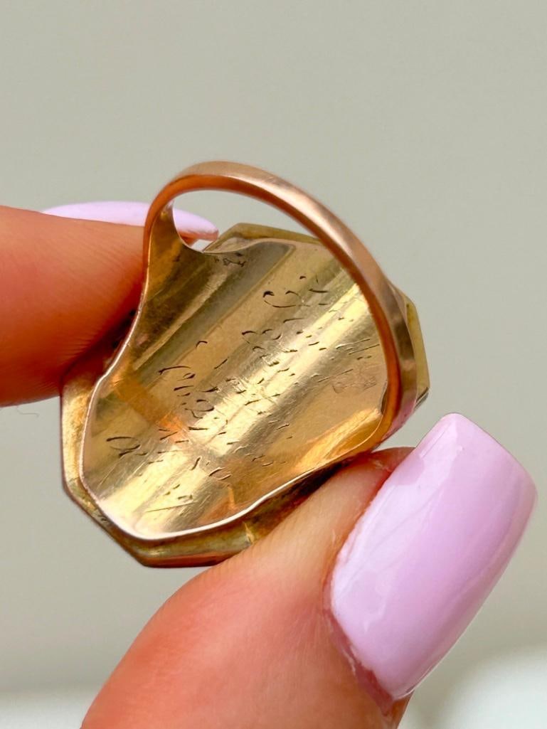Antique c.1780 Large Mourning Band Ring with Inscription in Gold - 7