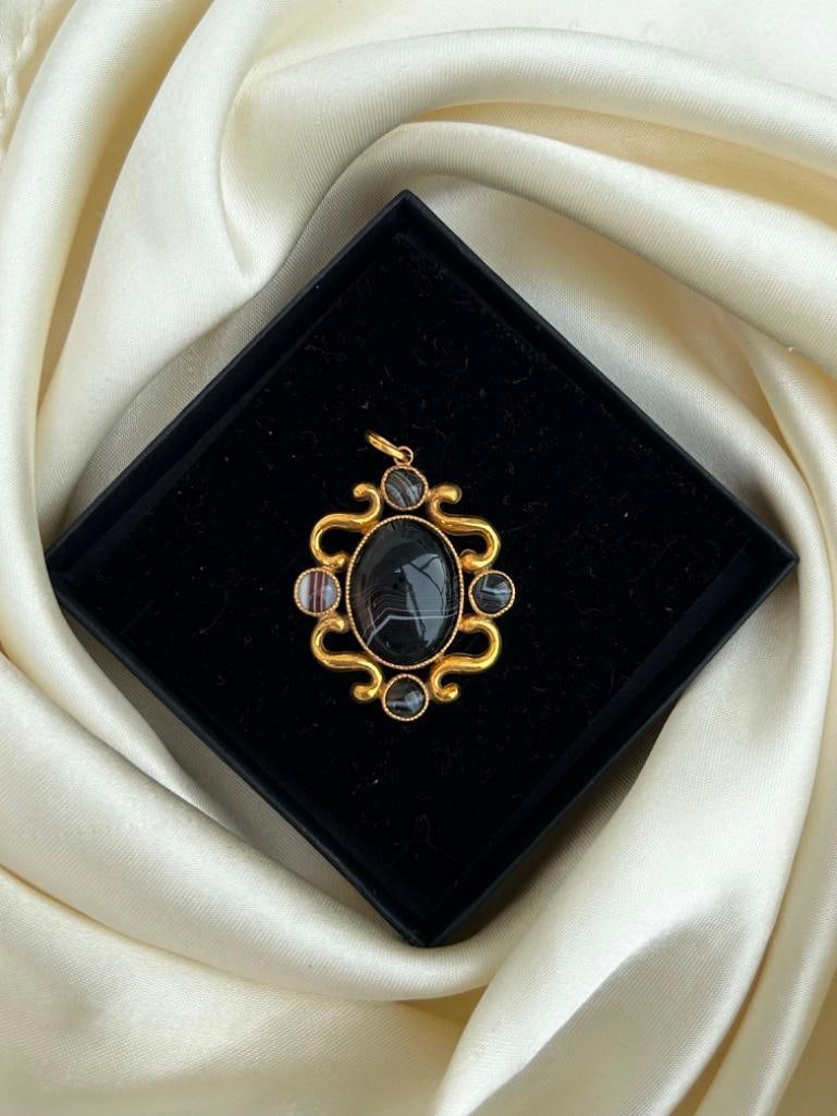 Antique Large Agate Pendant - 2