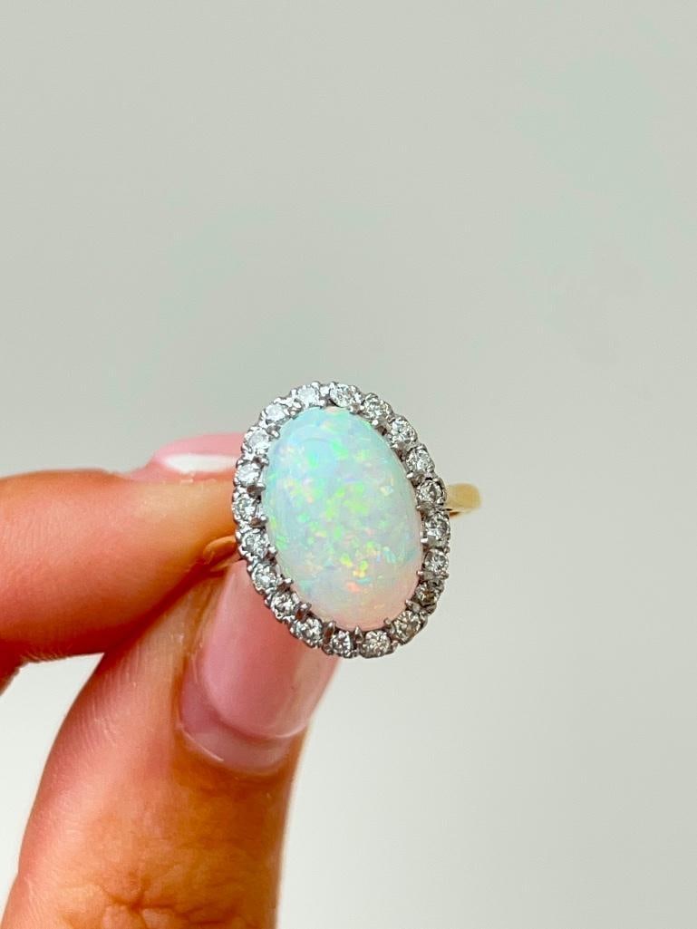 Huge opal and diamond 18ct gold ring - 5