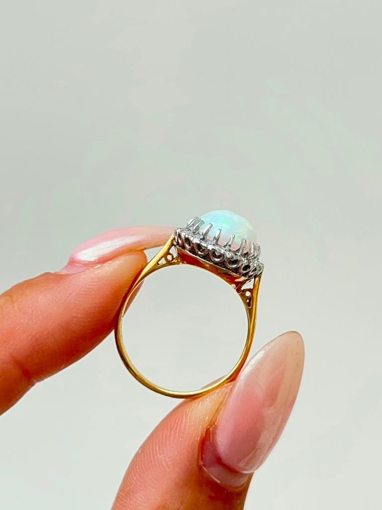 Huge opal and diamond 18ct gold ring - 6