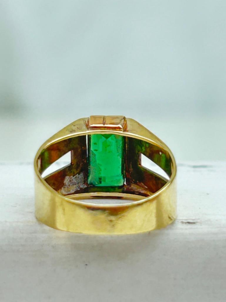 *14ct Gold Green Tourmaline Ring - 7