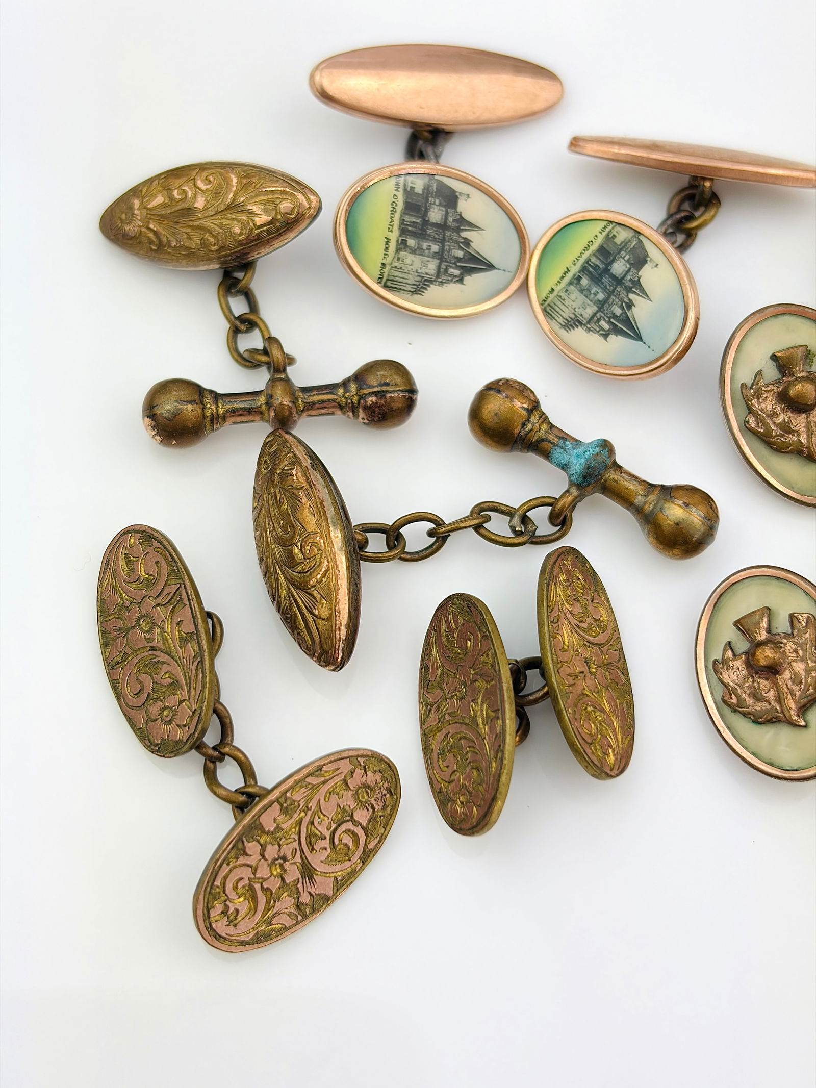 MIXED LOT ANTIQUE AND VINTAGE CUFFLINK SETS - 4 PAIRS - 2