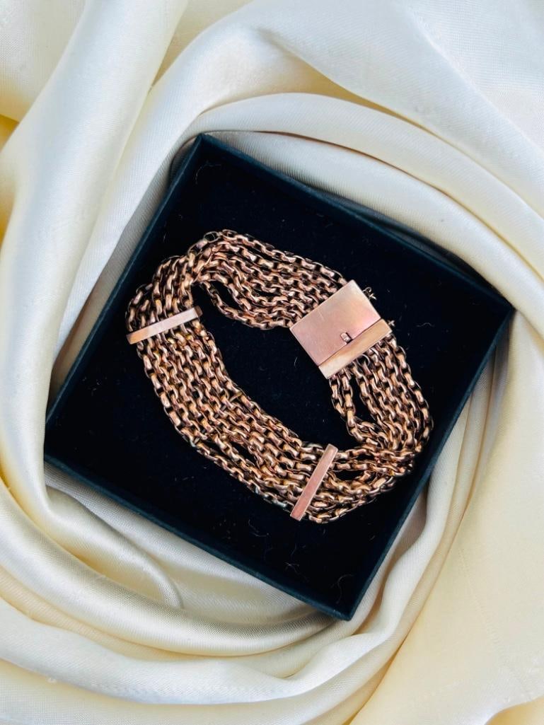 Chunky Antique 9ct Gold Wide Link Bracelet - 2