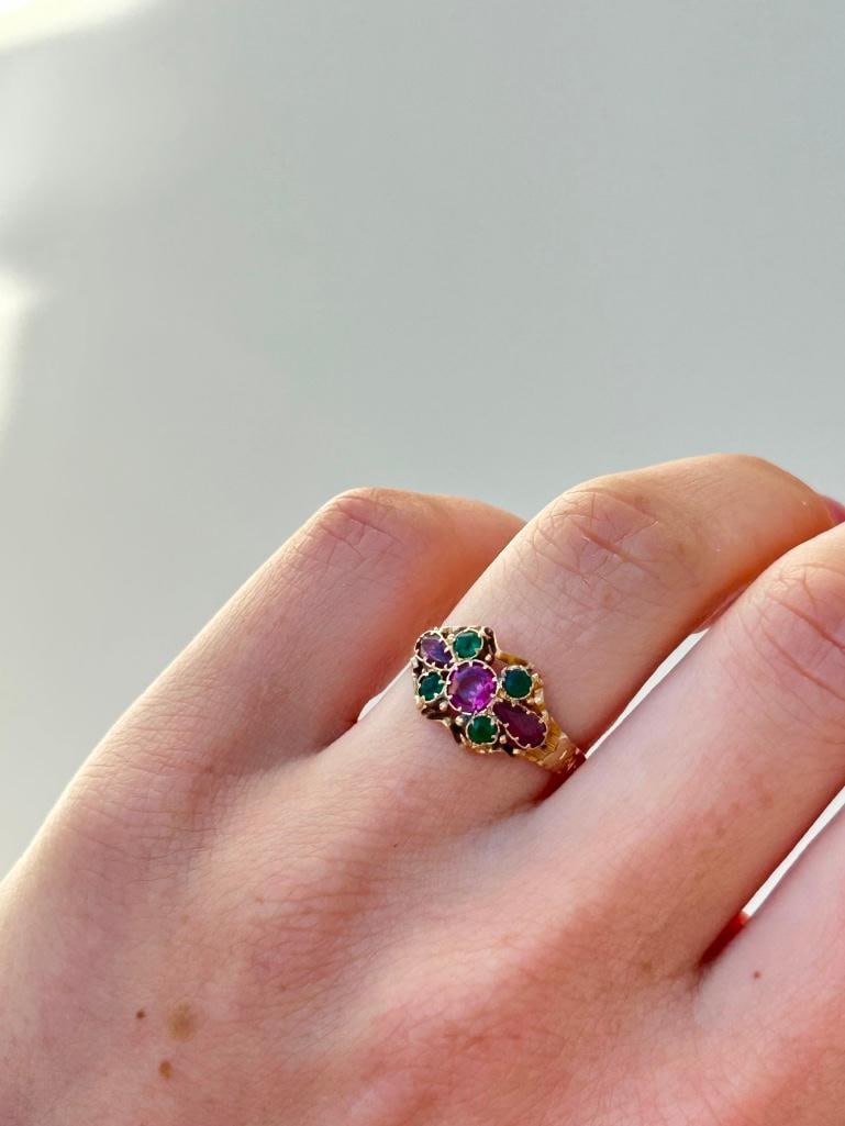 12ct Gold Antique Multigem Ring - 3
