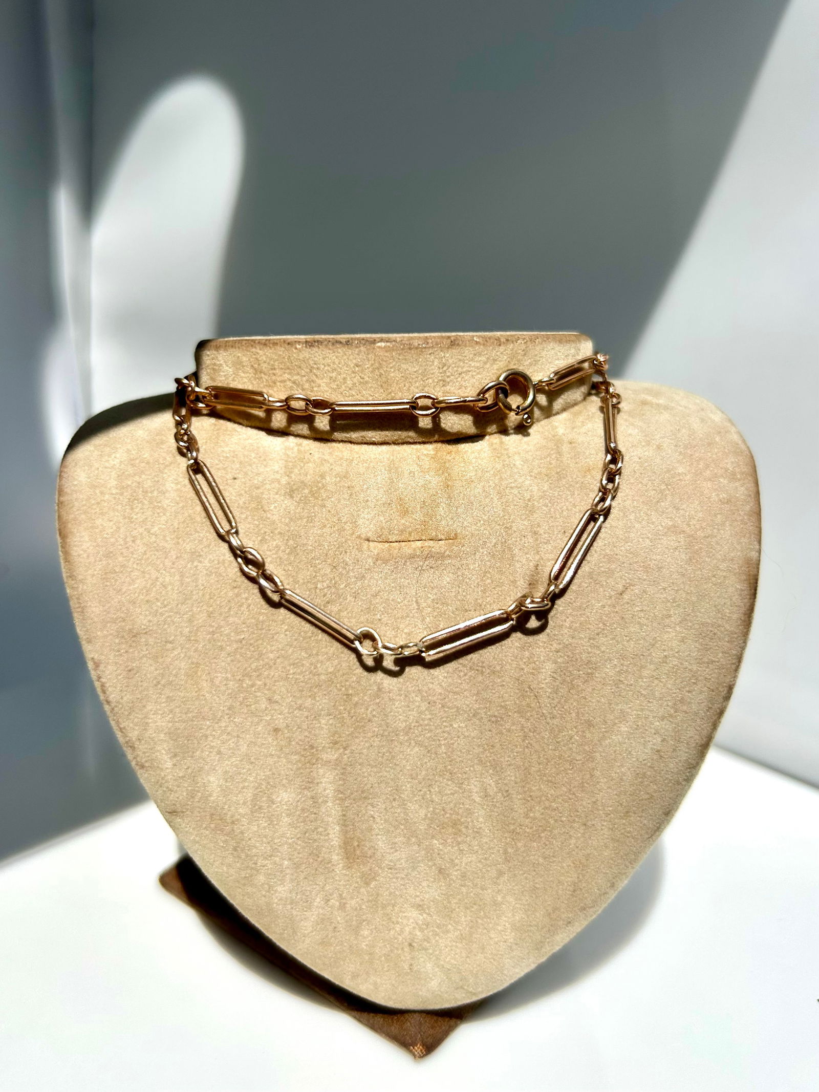 Antique 9ct gold paper link chain necklace - 2