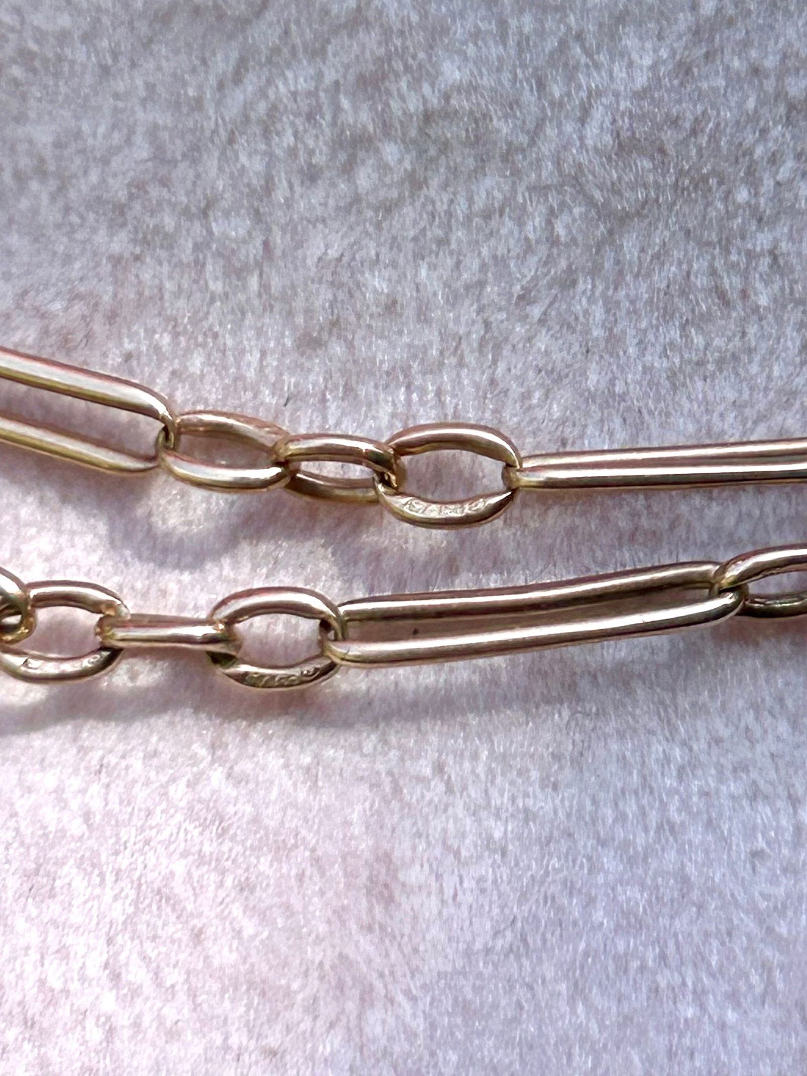 Antique 9ct gold paper link chain necklace - 7