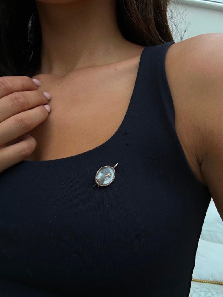 Antique Pearl Halo Brooch / Pendant in Gold - 2