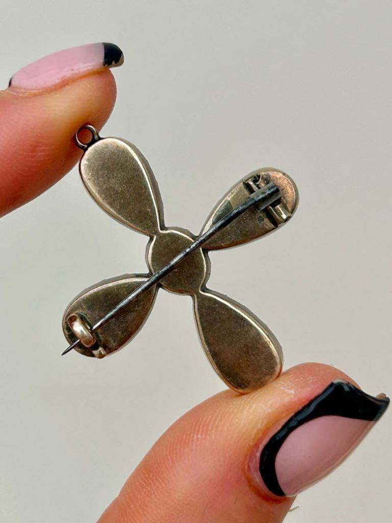 Antique Amethyst and Gold Cross Brooch - 4