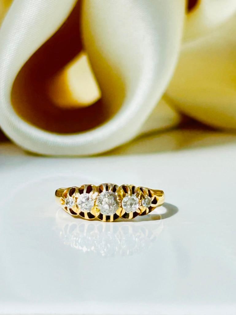 Antique 18ct Yellow Gold Diamond 5 Stone Ring - 5