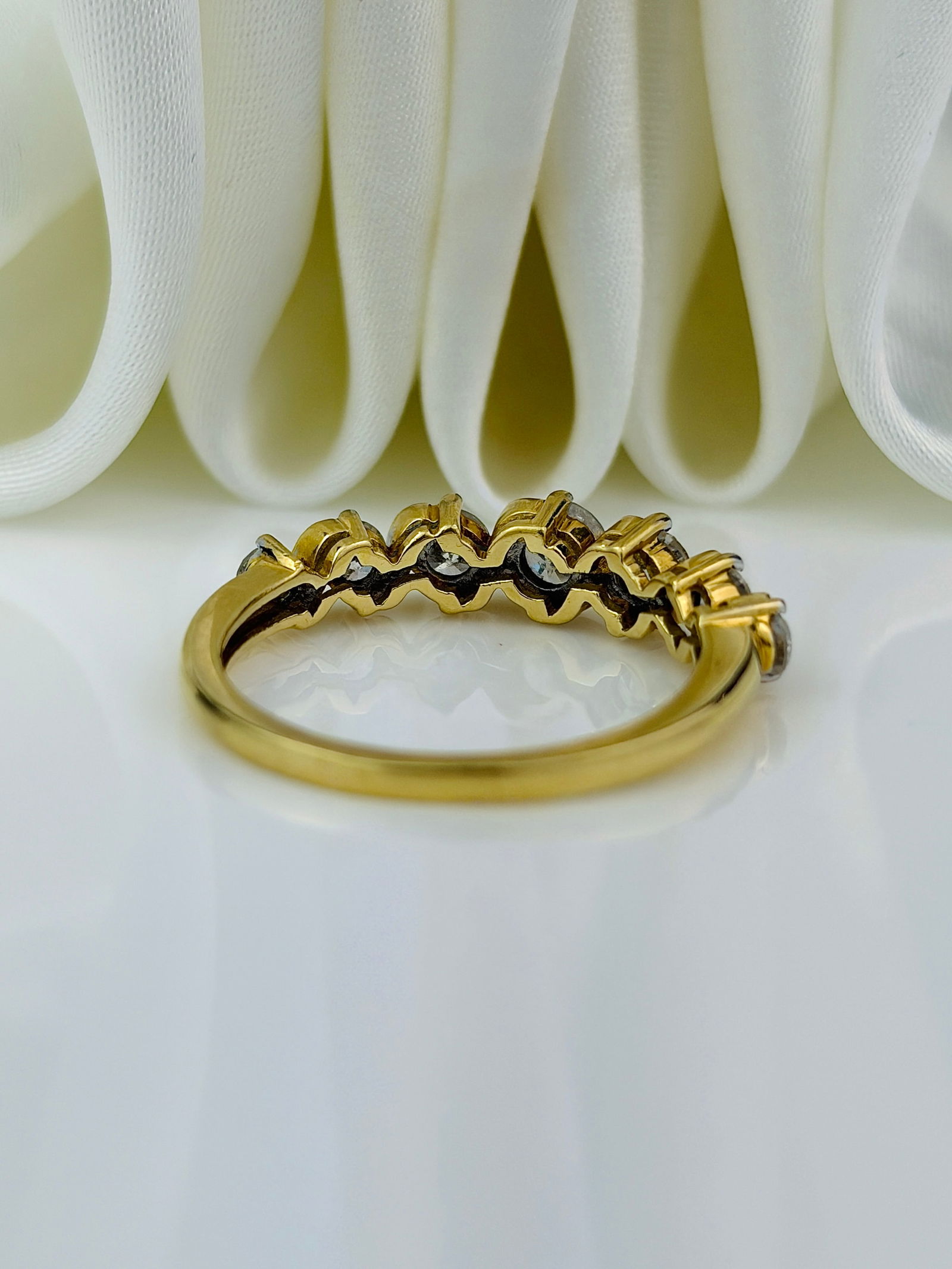 CHUNKY 1.06CT 18CT DIAMOND 7 STONE RING / HALF HOOP - 3