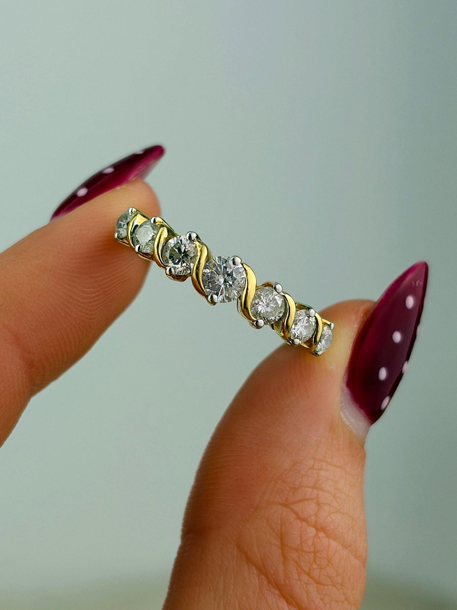 CHUNKY 1.06CT 18CT DIAMOND 7 STONE RING / HALF HOOP - 5