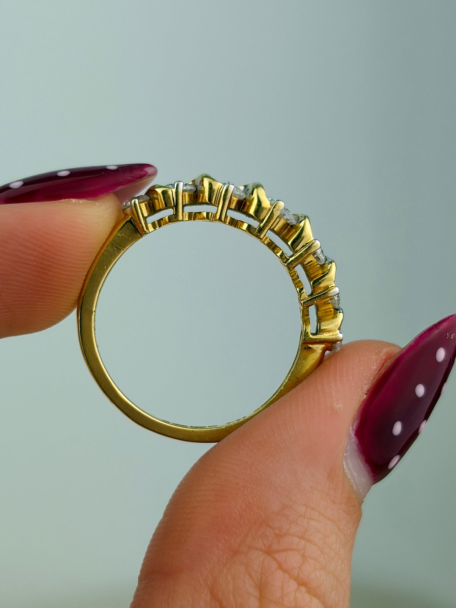 CHUNKY 1.06CT 18CT DIAMOND 7 STONE RING / HALF HOOP - 6