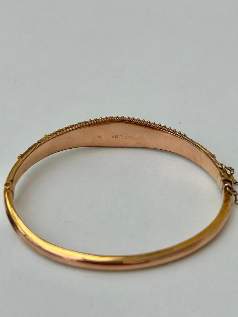 Antique Victorian Star Ruby Diamond and Pearl 9carat Bangle Bracelet - 5