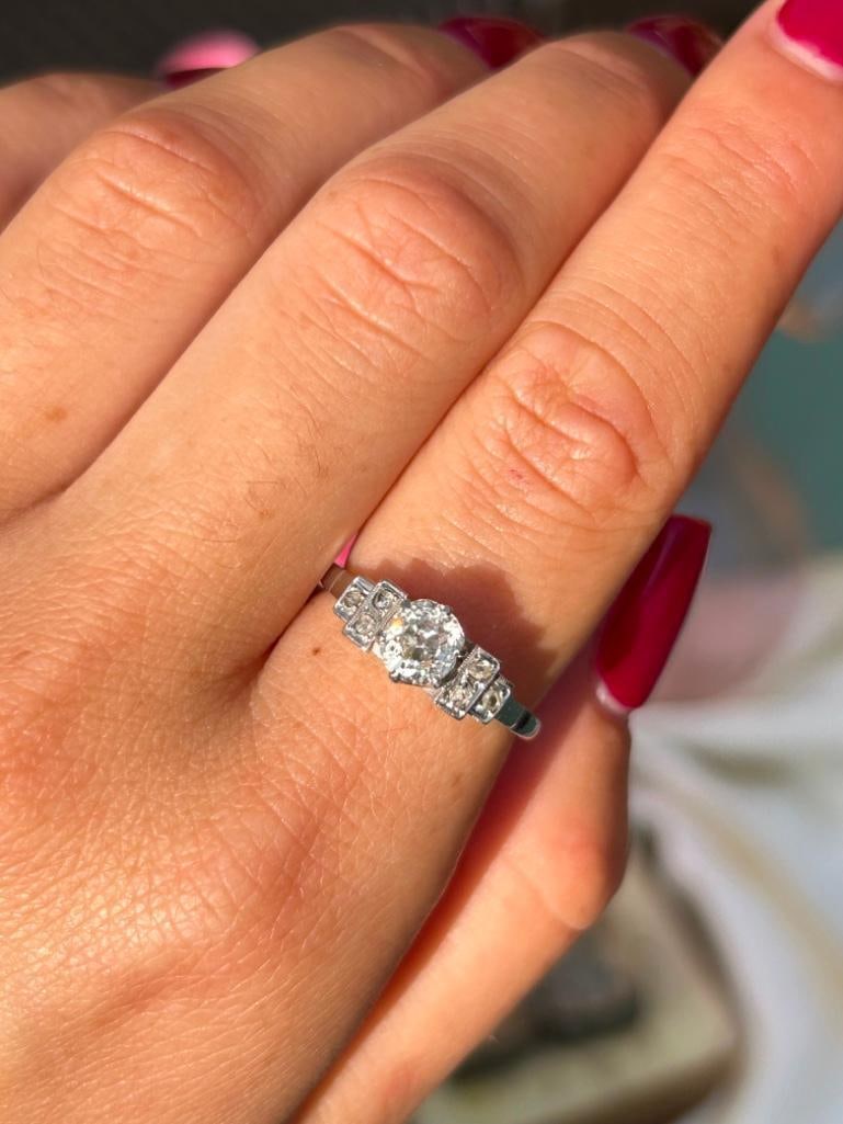 Outstanding Chunky Old Mine Cut Diamond Engagement Style Ring - 8