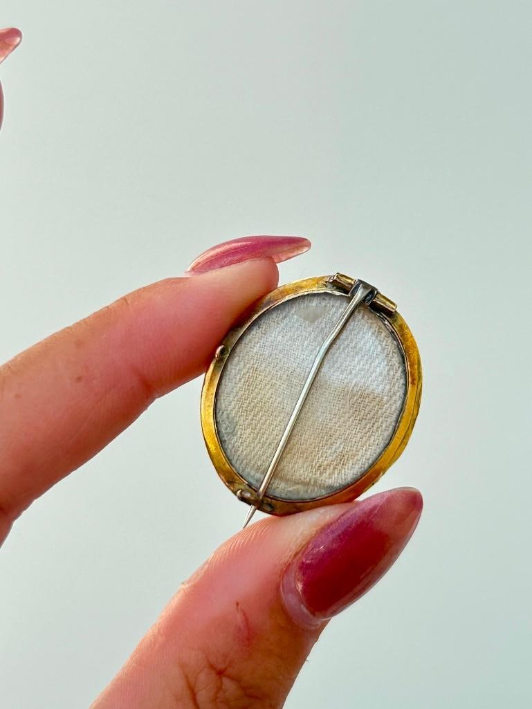 Antique 15ct yellow gold garnet and pearl star brooch with locket back - 6