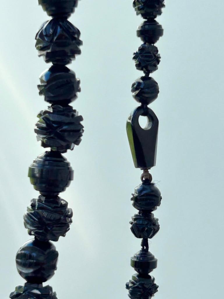 Antique Large Victorian Carved Whitby Jet Necklace - 5