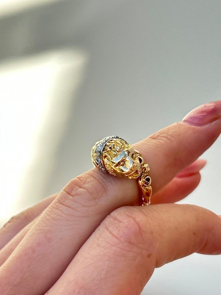 Heavy 18ct Yellow Gold “zolotas” Diamond Lion Ring - 2