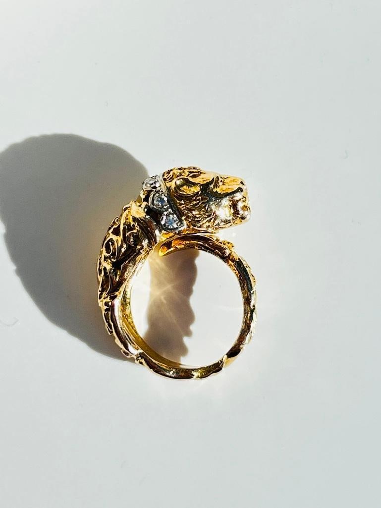 Heavy 18ct Yellow Gold “zolotas” Diamond Lion Ring - 3