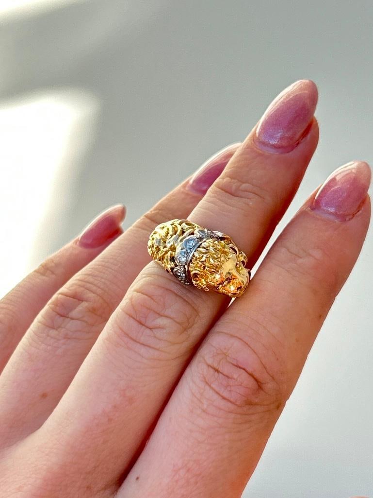 Heavy 18ct Yellow Gold “zolotas” Diamond Lion Ring - 8