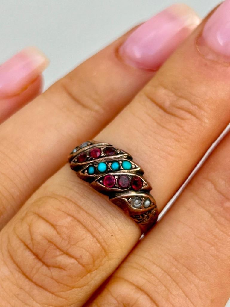 Antique 9ct Gold Gemset Ring - 2