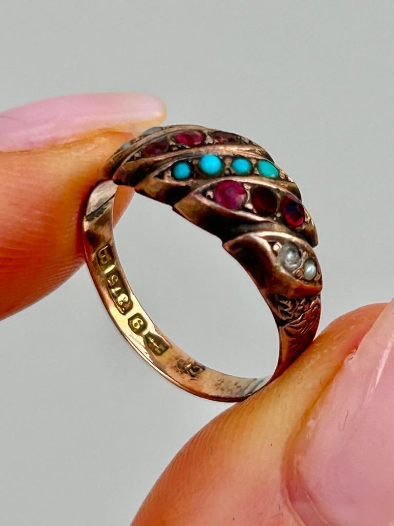 Antique 9ct Gold Gemset Ring - 7