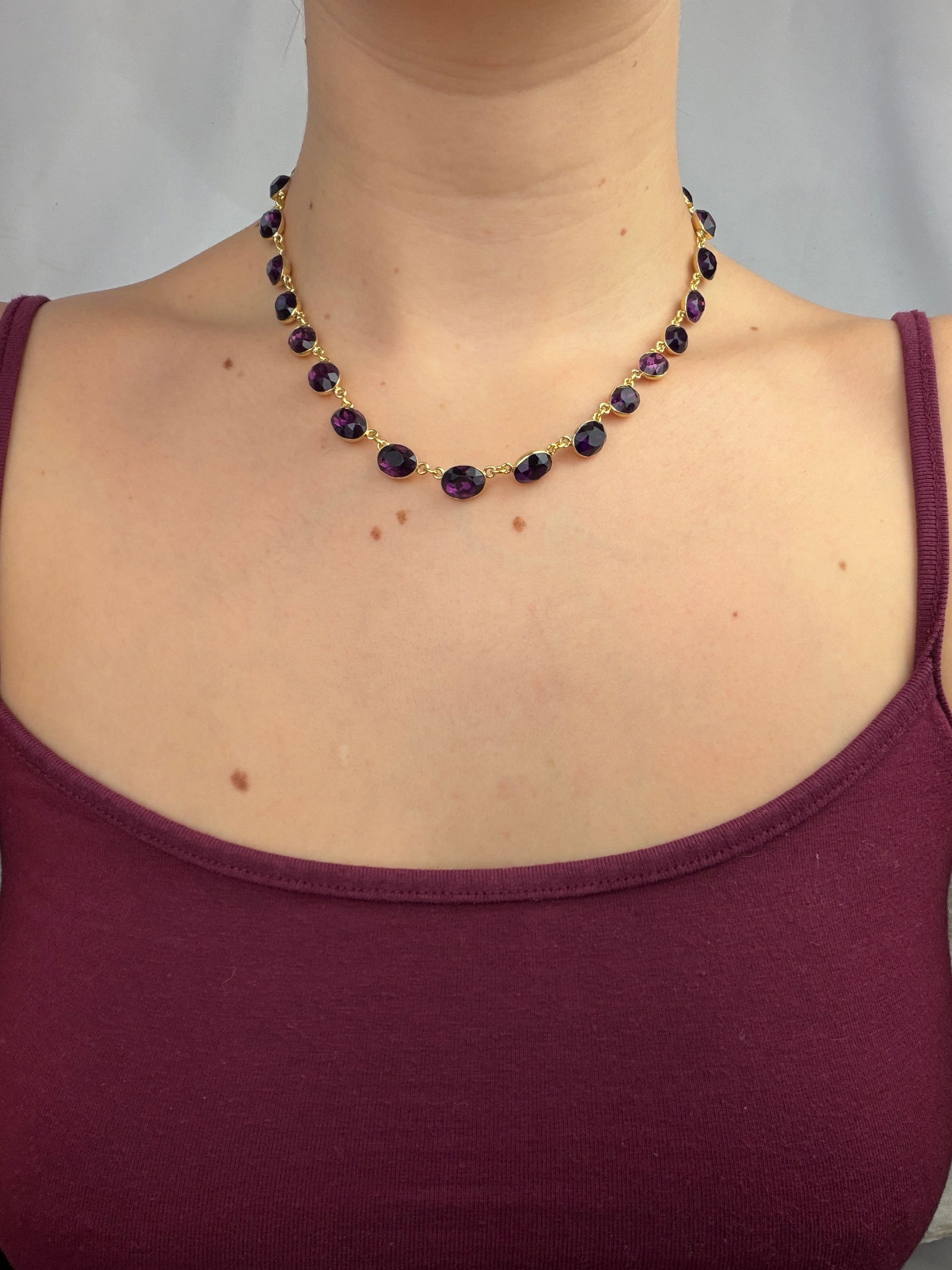 ANTIQUE PURPLE PASTE RIVIERE NECKLACE - 7