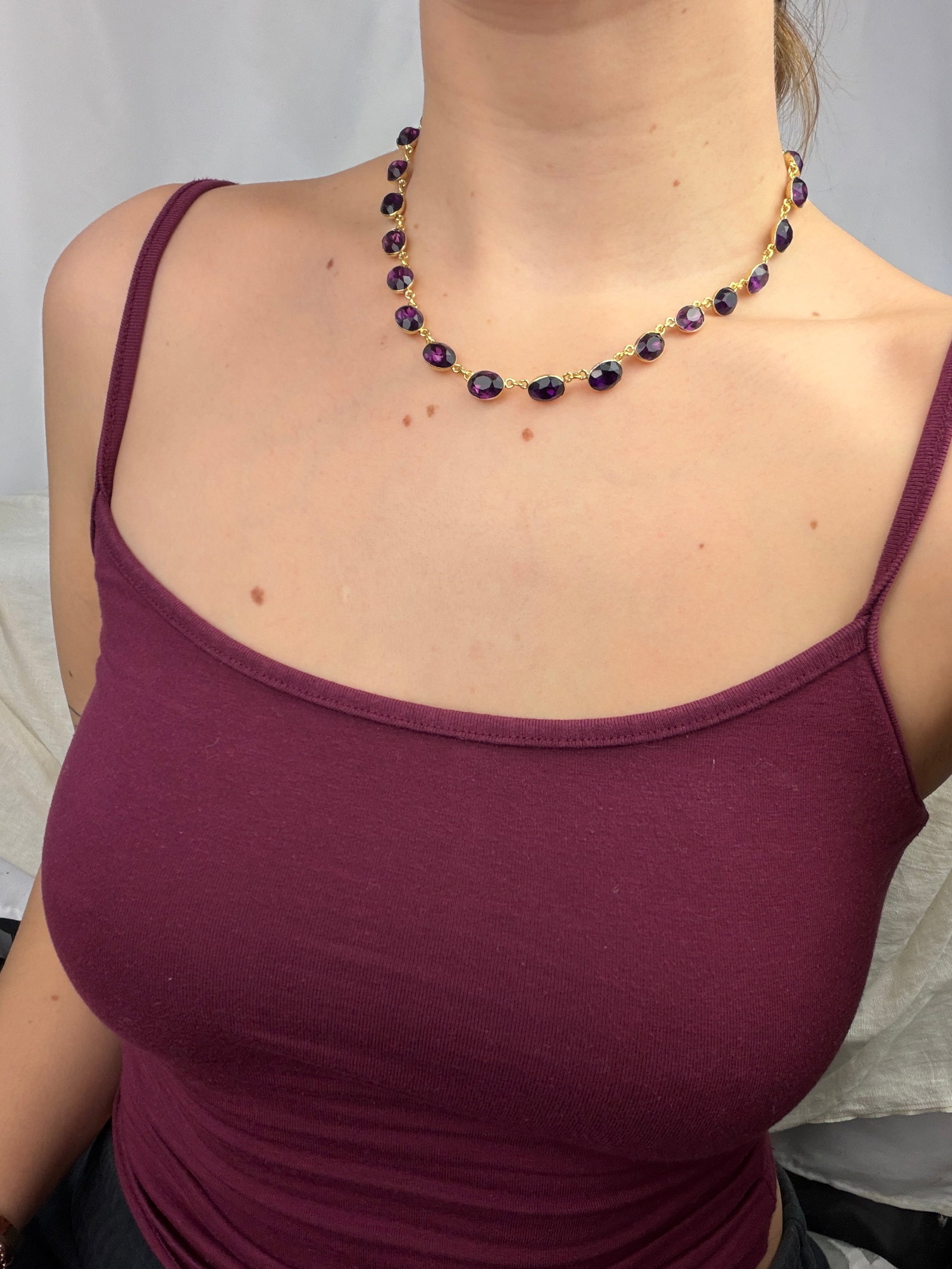 ANTIQUE PURPLE PASTE RIVIERE NECKLACE - 8