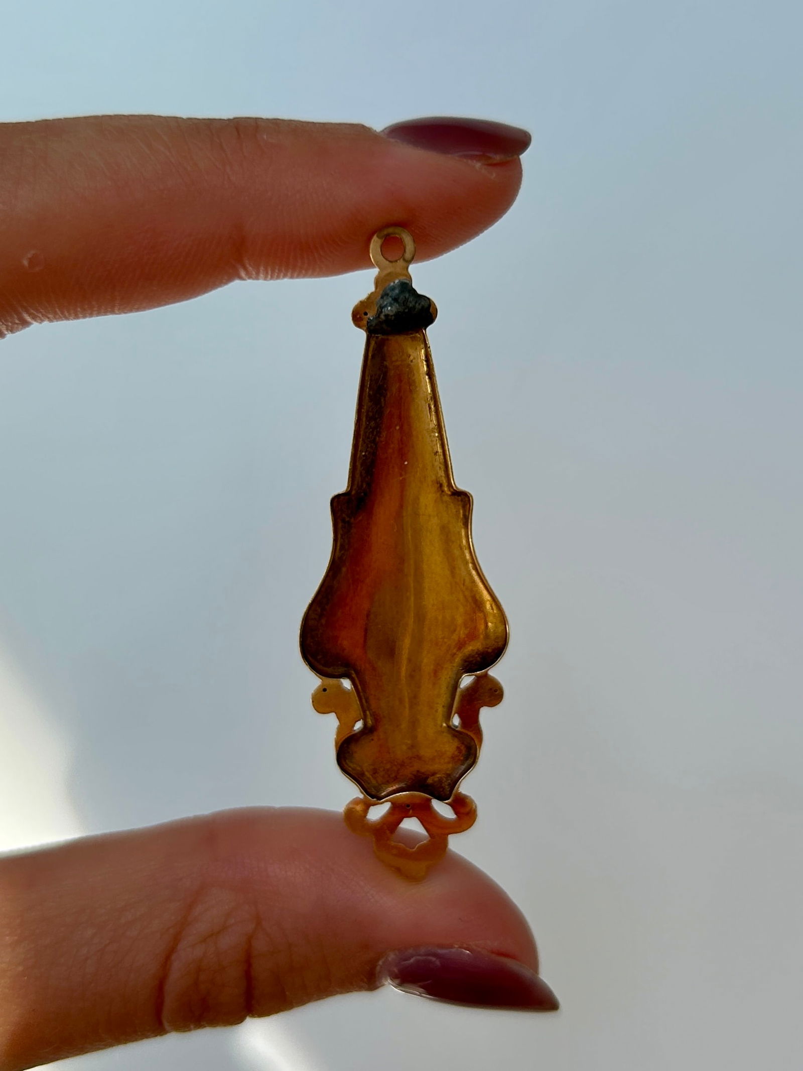 Antique Enamel Floral Pendant in 22ct Gold - 3